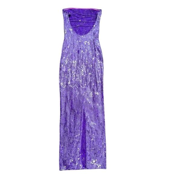 Retrofête Strapless Sequin Lucia Dress in Purple, Size S - Picture 6 of 9
